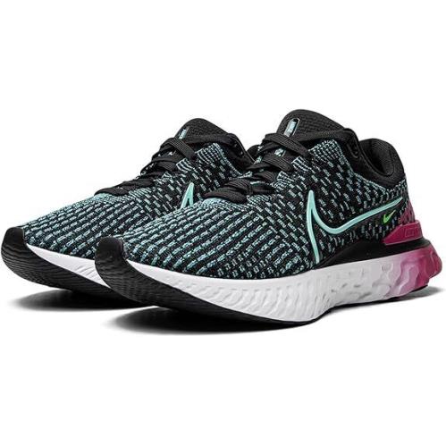 Nike React Infinity Run Flyknit 3 DD3024-003 Womens Black Turquoise Shoes CLK244 - Black Turquoise