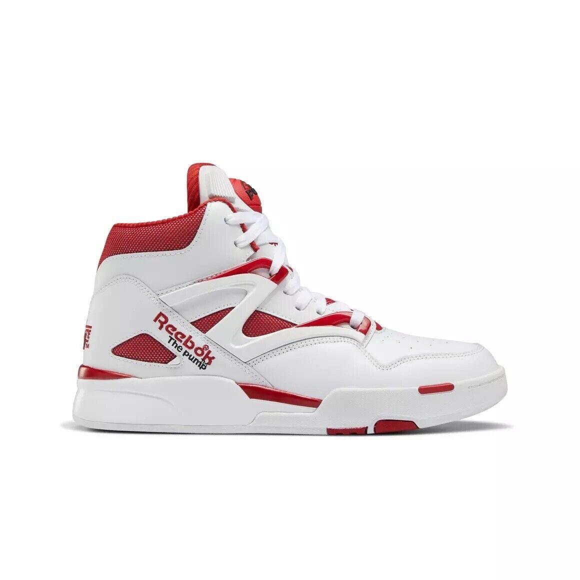 Men Reebok Pump Omni Zone II Basketball Shoes Size 9 White Red Black HQ1008 - White