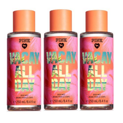 Victoria`s Secret Pink Vacay All Day Body Mist 8.4 Fl.oz. Lot of 3