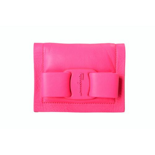 Salvatore Ferragamo Men`s Pink Logo Print Leather Card Case