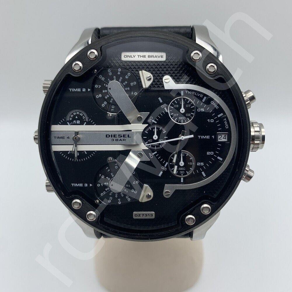 Diesel DZ7313 Mr.daddy 2.0 Chronograph Black Dial Black Leather Band Men`s Watch