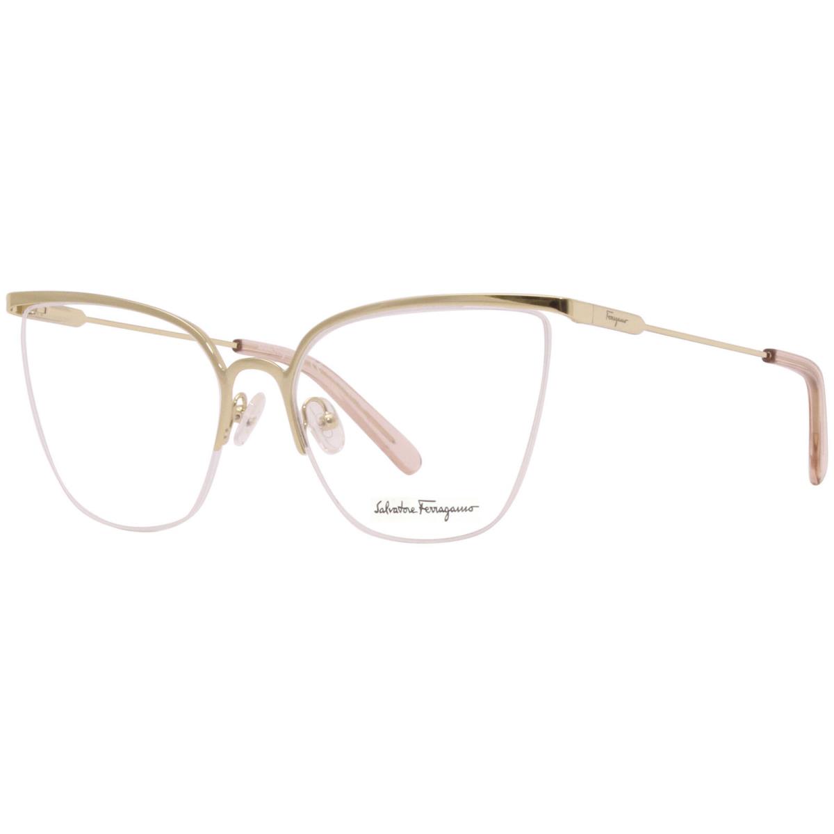 Salvatore Ferragamo SF2197 717 Eyeglasses Women`s Shiny Gold Optical Frame 57mm