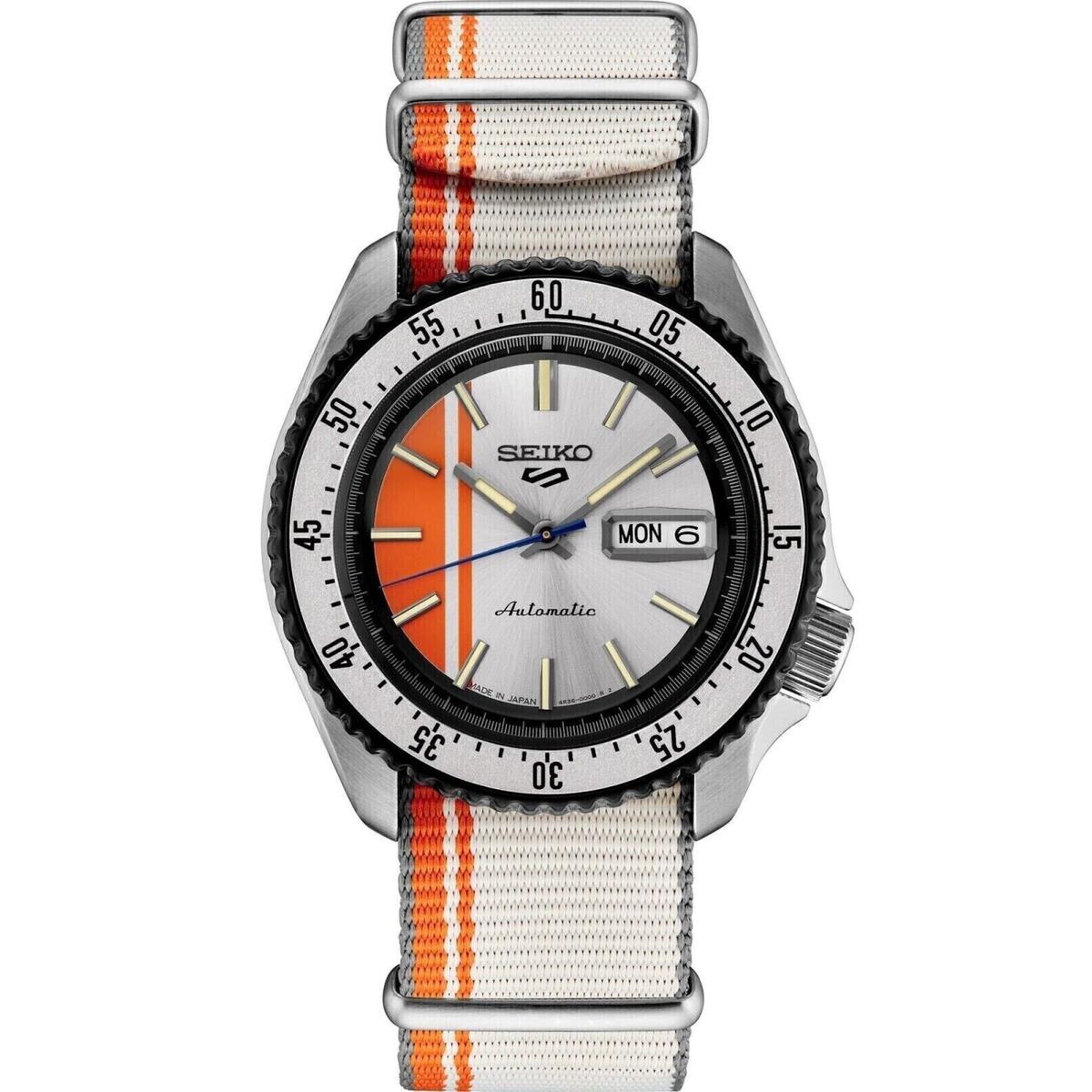 Seiko Men 5 Sports Special Edition Skx Style Orange White Automatic Watch SRPK73