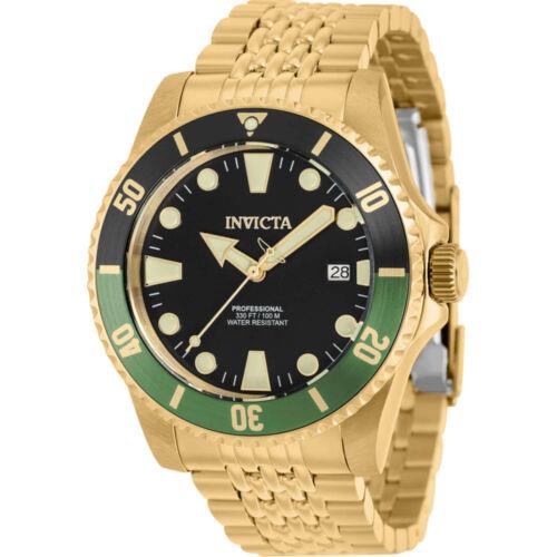 Invicta Men`s Watch Pro Diver Rotating Bezel Yellow Gold Steel Bracelet 39763