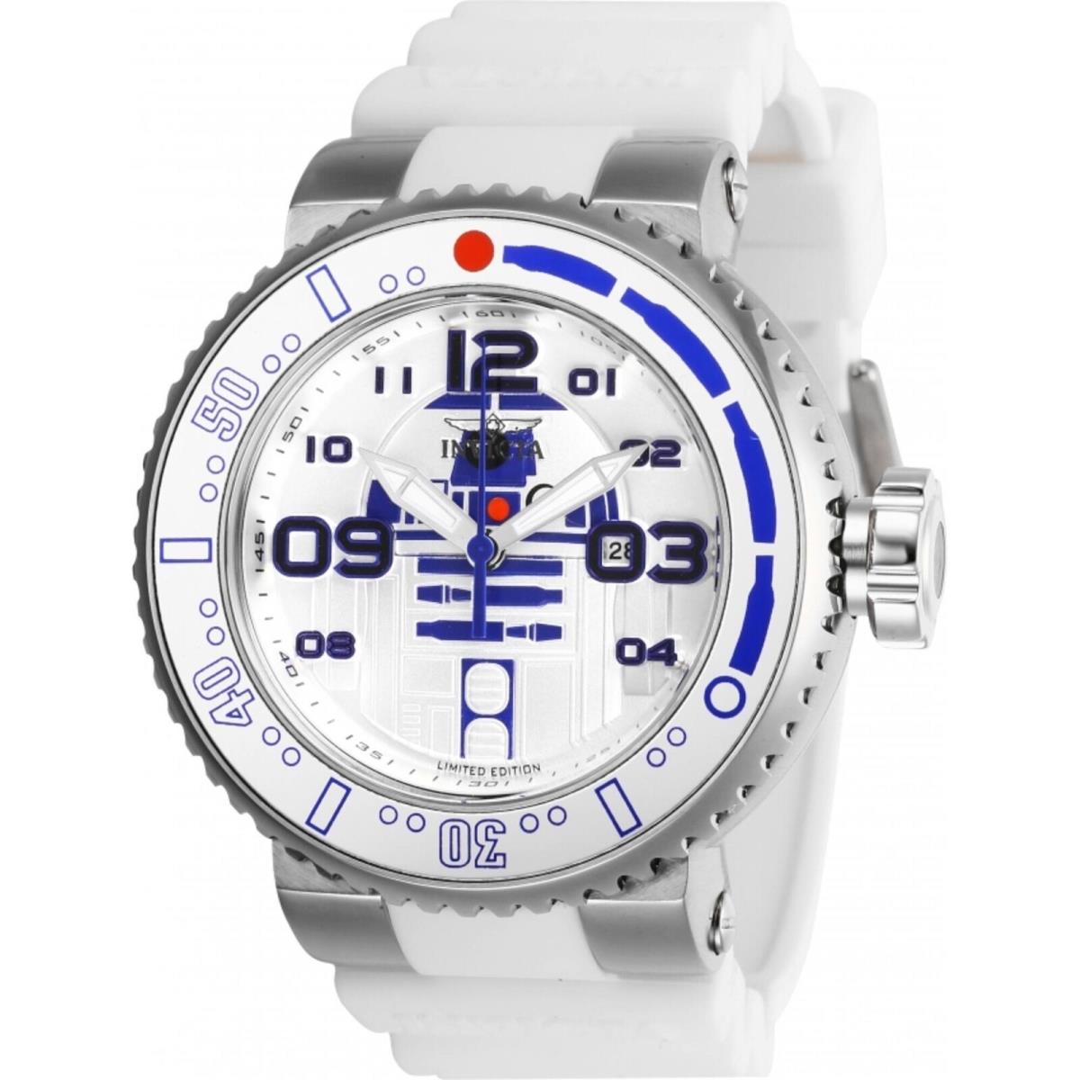 Invicta Men`s Watch Star Wars R2-D2 White Rotating Bezel Silicone Strap 27672