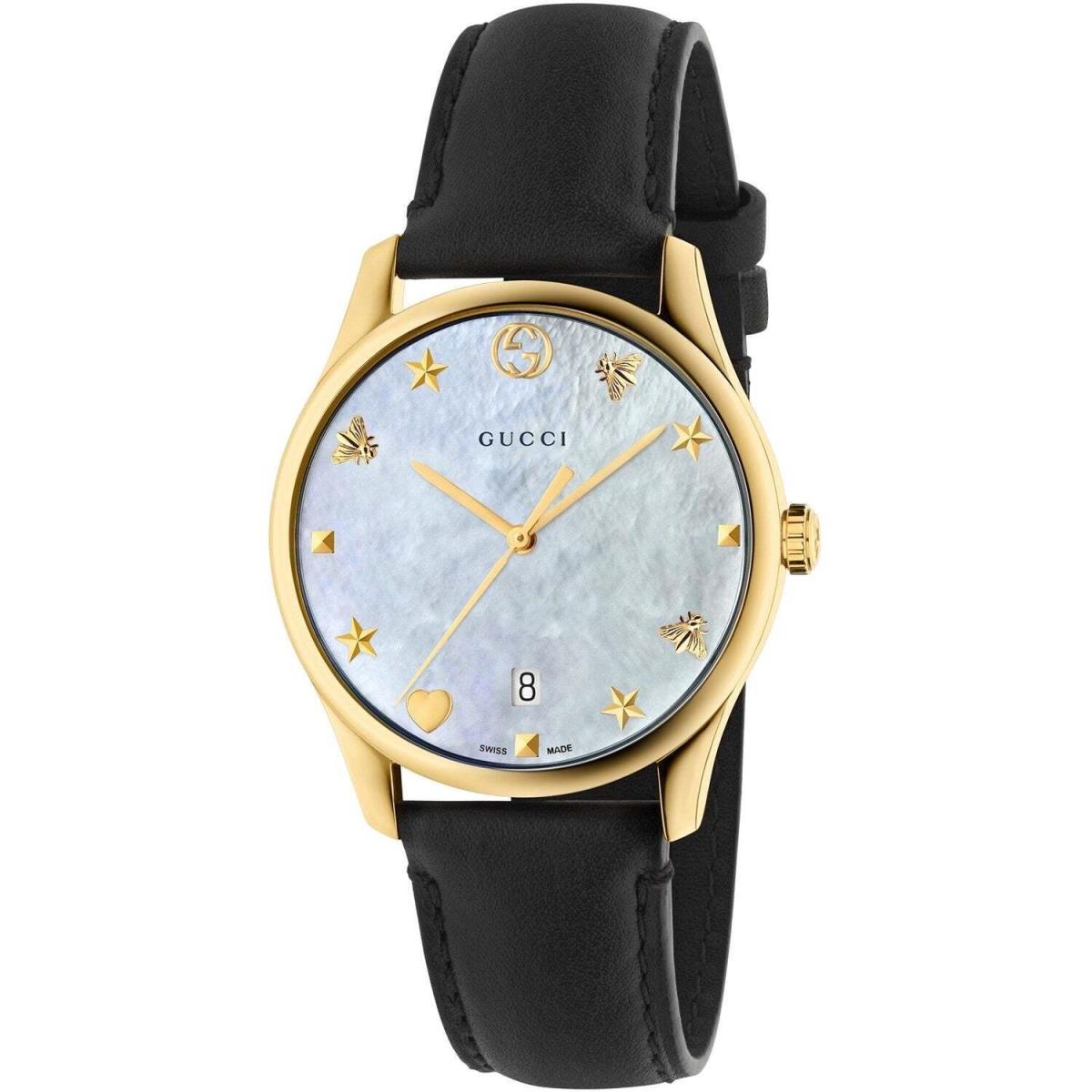 Gucci YA1264044 G-timeless 36MM Women`s Black Leather Watch