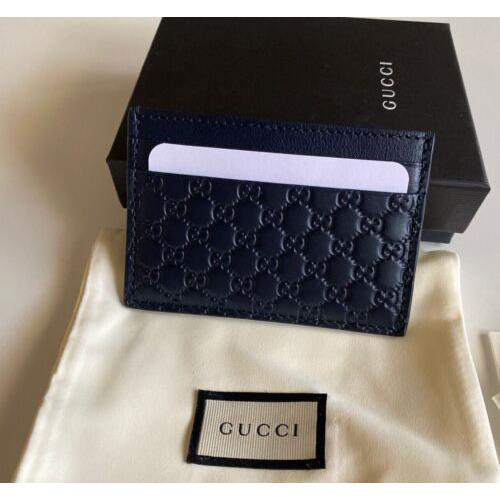 Gucci Microguccissima Soft Blue Leather Card Case Made in Italy 262837