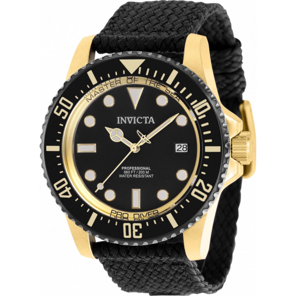 Invicta Men`s Watch Pro Diver Automatic Date Black Dial Polyester Strap 38238