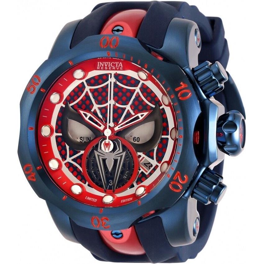 Invicta Men`s 53mm Venom Marvel Spiderman Chronograph Red Blue Ltd. Ed. Watch