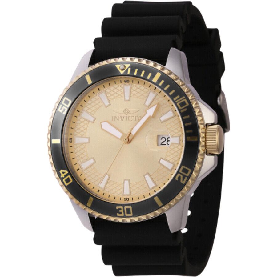 Invicta Pro Diver Quartz Date Gold Dial Men`s Watch 46135