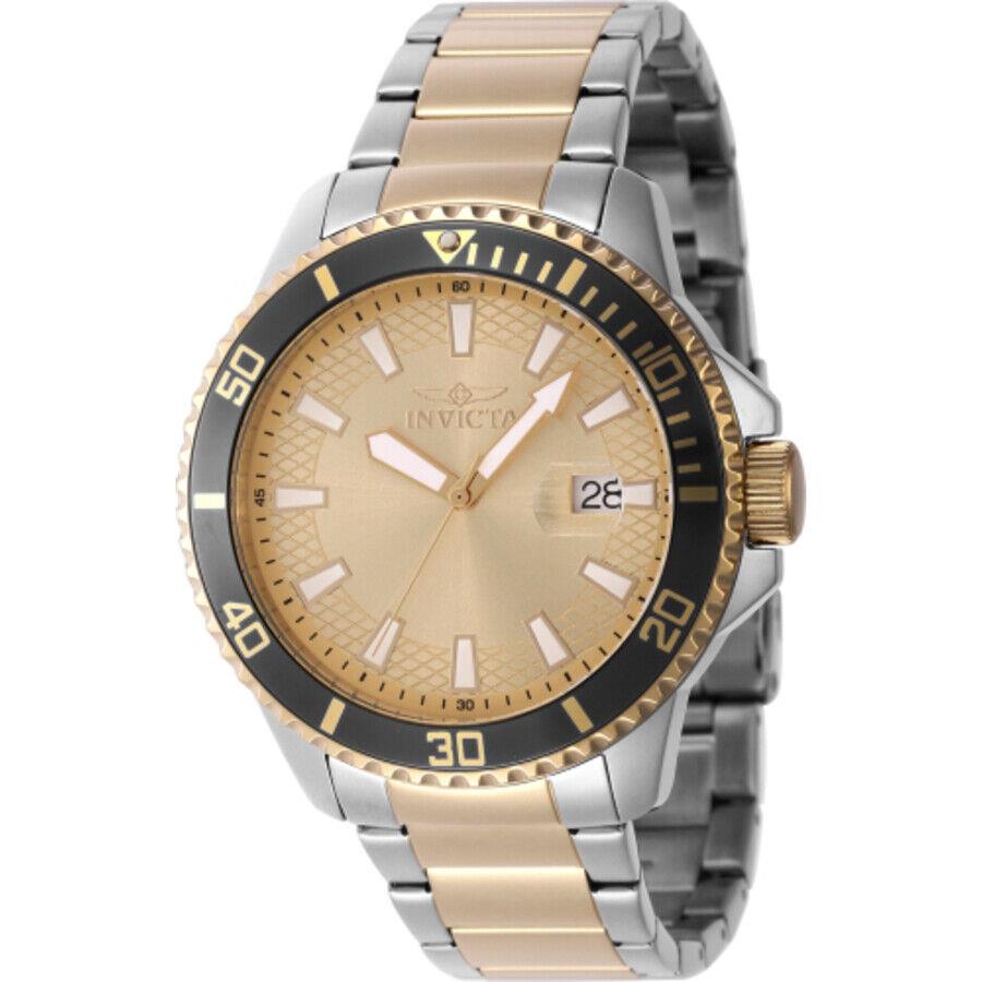 Invicta Pro Diver Quartz Date Gold Dial Men`s Watch 46144