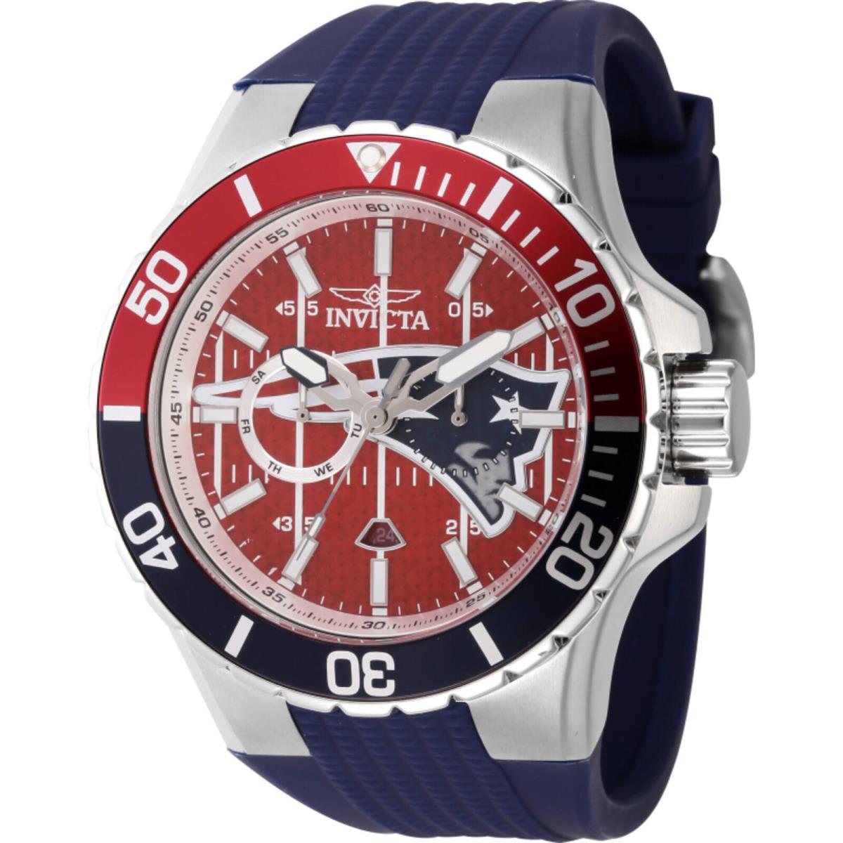 Invicta Men`s Watch Nfl England Patriots Quartz Blue Silicone Strap 45406