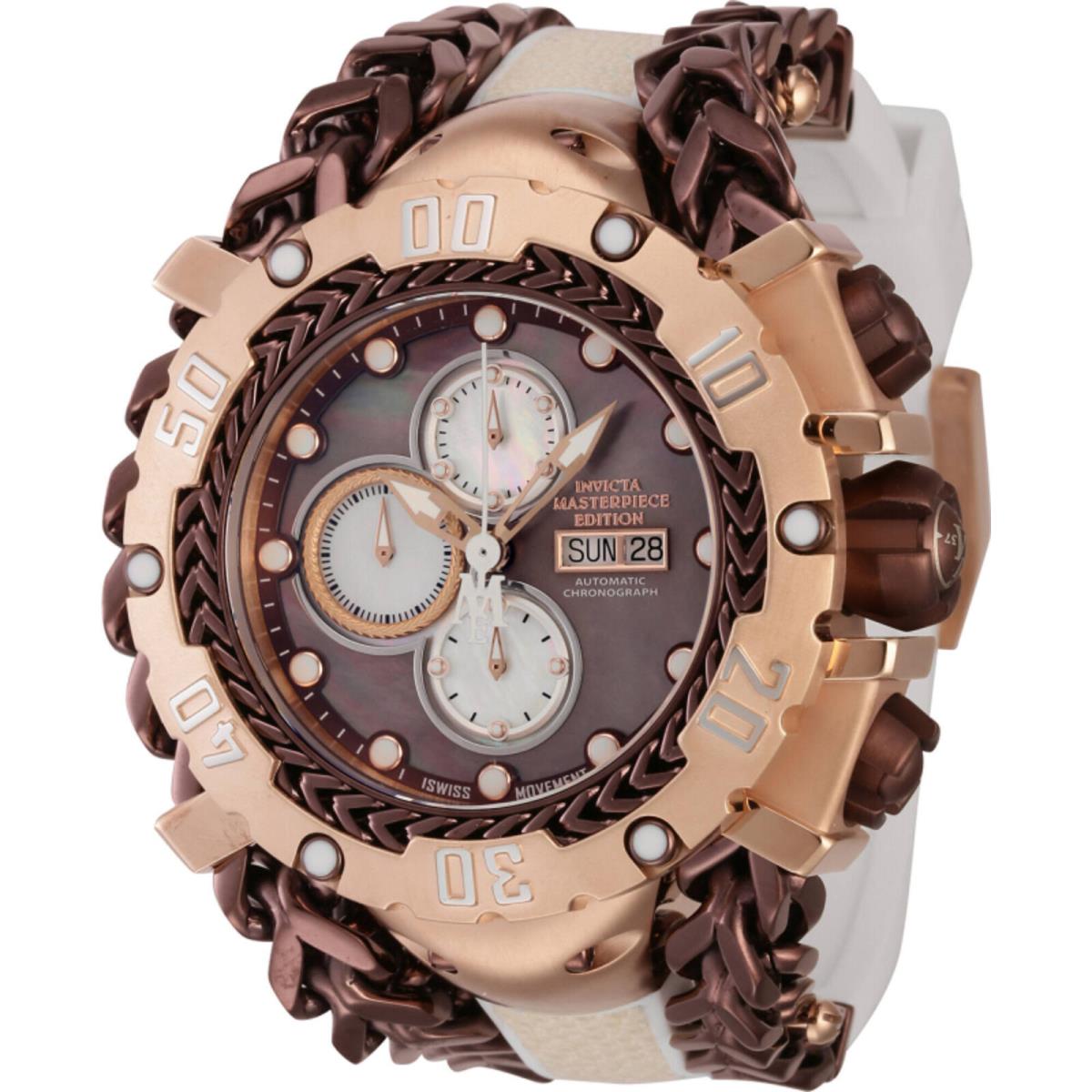 Invicta Men`s Watch Masterpiece Chronograph Brown and White Dial Strap 44573