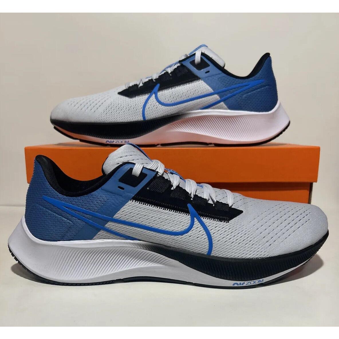 Nike Pegasus 38 Mens Size 12 Athletic Running Shoes White Blue Sneakers - White