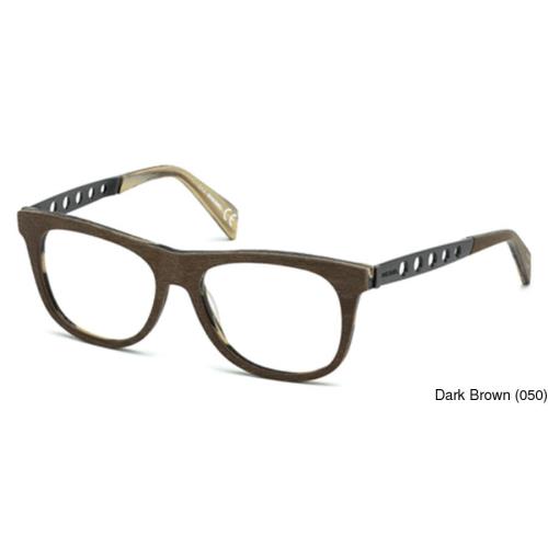 Diesel DL5115 Full Rim Eyeglass Frames Dark Brown Wood Grain Metal 54-16-145
