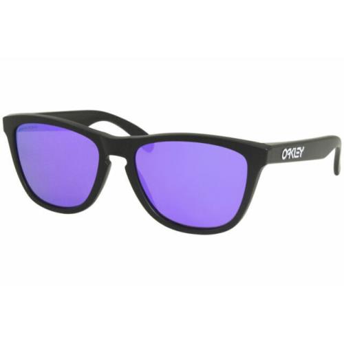 Oakley OO9013 Men`s Frogskins Square Sunglasses Matte Black/prizm Violet 55 mm - Frame: Black, Lens: Purple