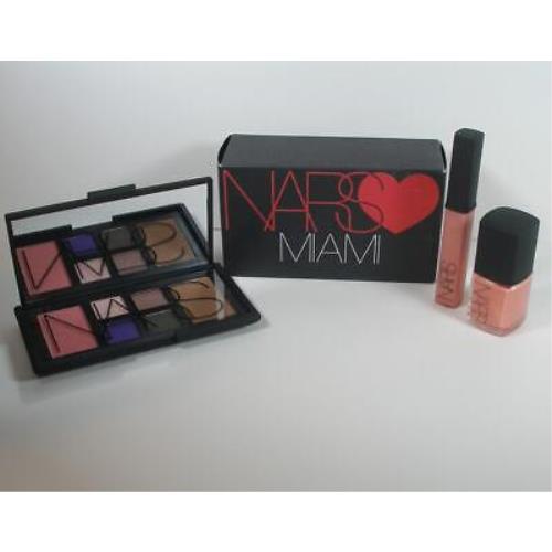 Nars Loves Miami Gift Set Eyeshadow Palette Blush Bronzer Lip Gloss +