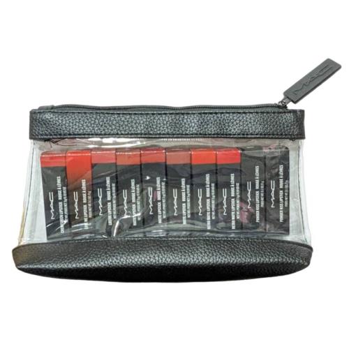 Mac Cosmetics 10 Piece Lipstick Gift Set + Makeup Bag Bundle