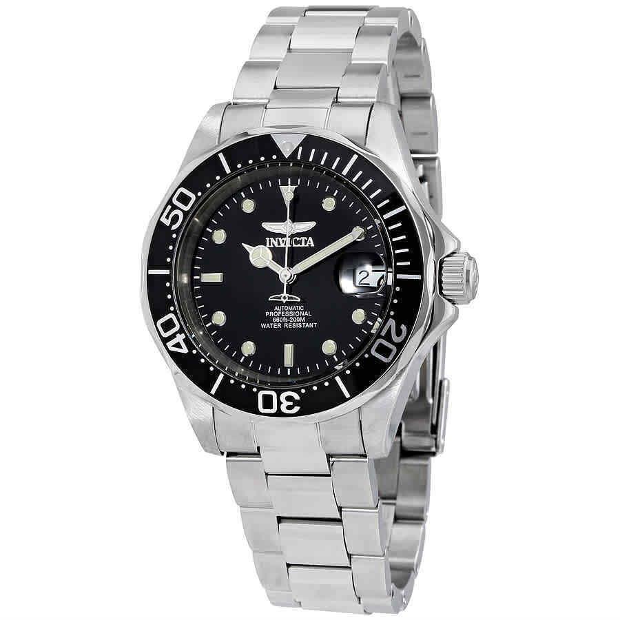 Invicta Mako Pro Diver Automatic Black Dial Men`s Watch 8926 - Dial: Black, Band: Silver, Bezel: Silver-tone