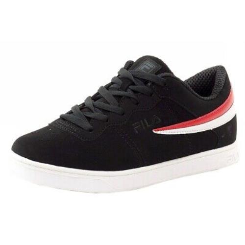 Fila Men`s Court 13 Low Fashion Black/white/red Suede Sneakers Shoes