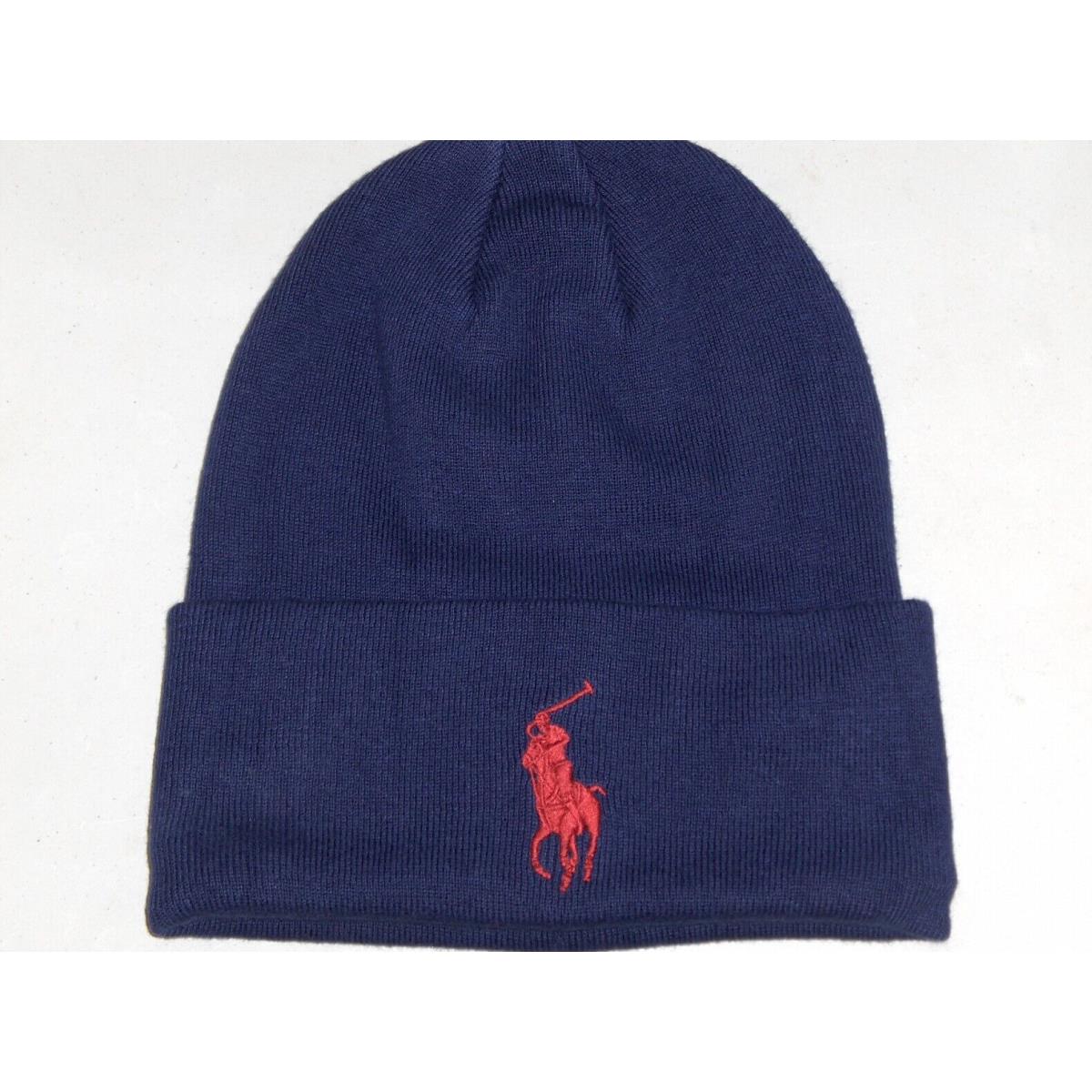 Polo Ralph Lauren Men`s Big Tall Big Pony Cotton Beanie Hat Watch Ski Cap Navy