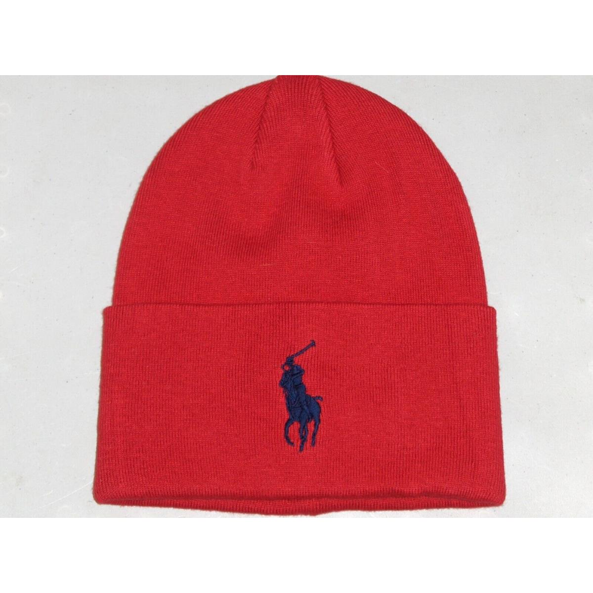 Polo Ralph Lauren Men`s Big Tall Big Pony Cotton Beanie Hat Watch Ski Cap Red