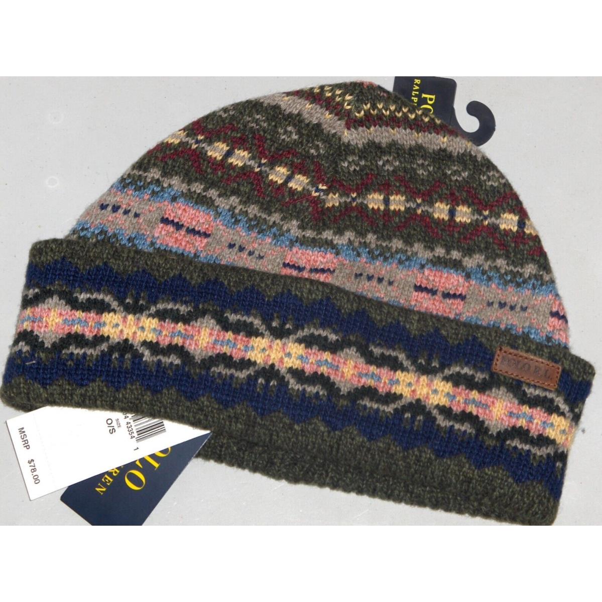 Polo Ralph Lauren Men`s Fair Isle Wool Blend Beanie Hat Watch Ski Cap