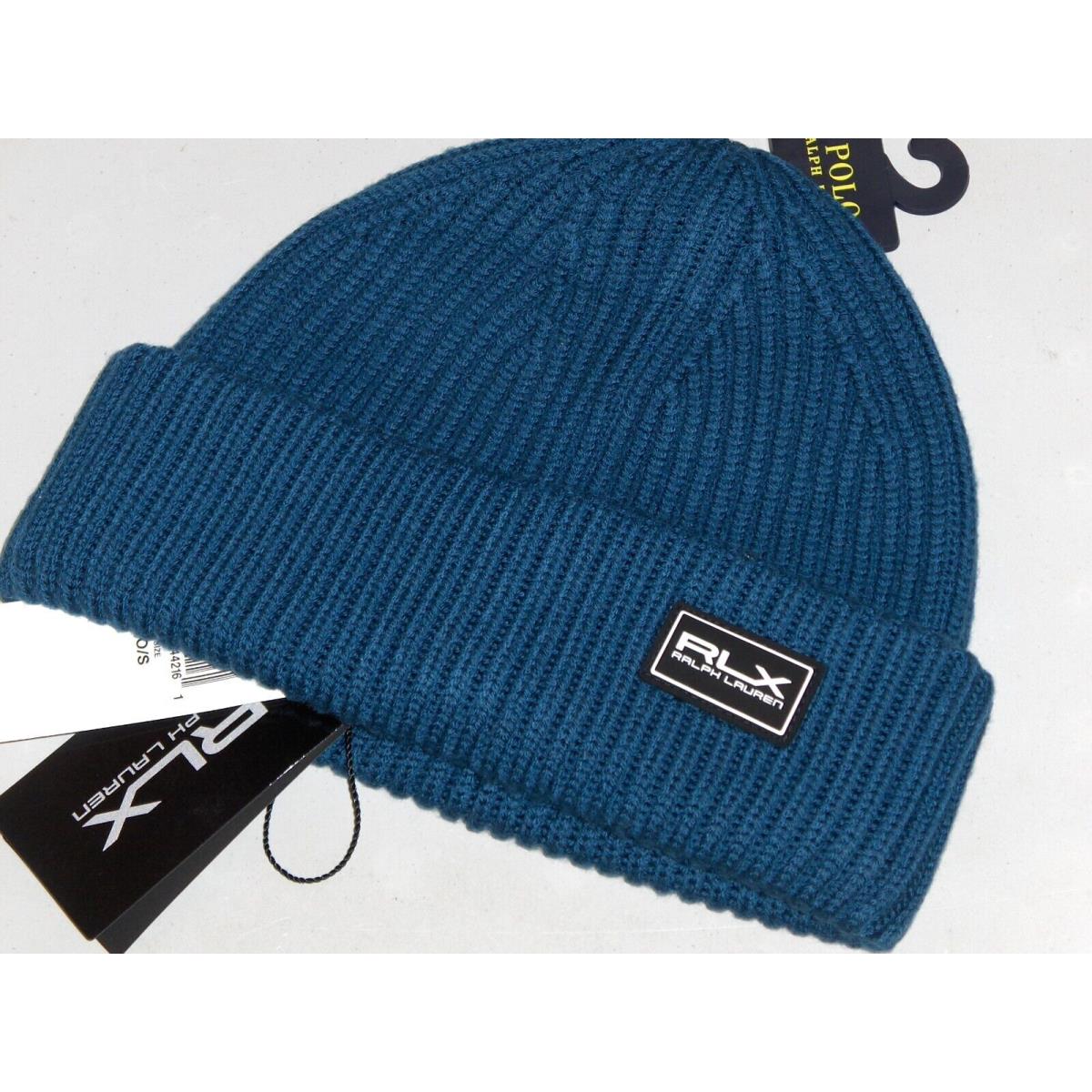 Ralph Lauren - Rlx Men`s Wool Knit Beanie Hat Watch Ski Cap Indigo Blue