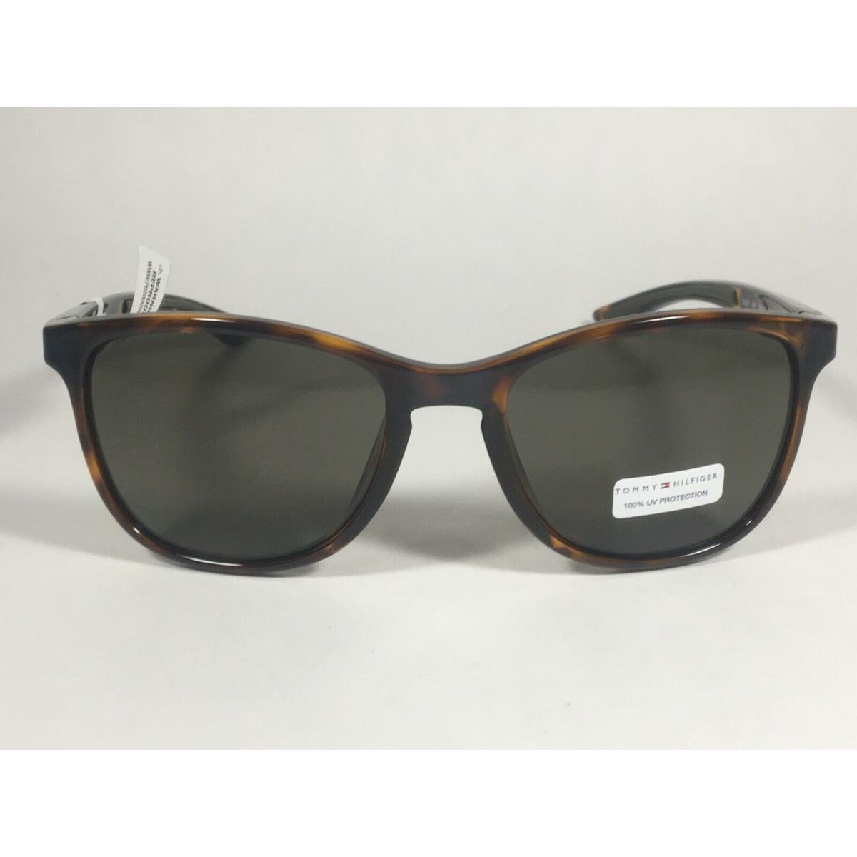 Tommy Hilfiger Duke MP OM481 Sport Sunglasses Brown Tortoise Frame Green Lens