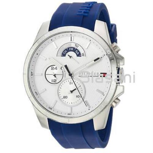 Tommy Hilfiger 1791349 Men`s Blue Silicone Band Watch 46mm