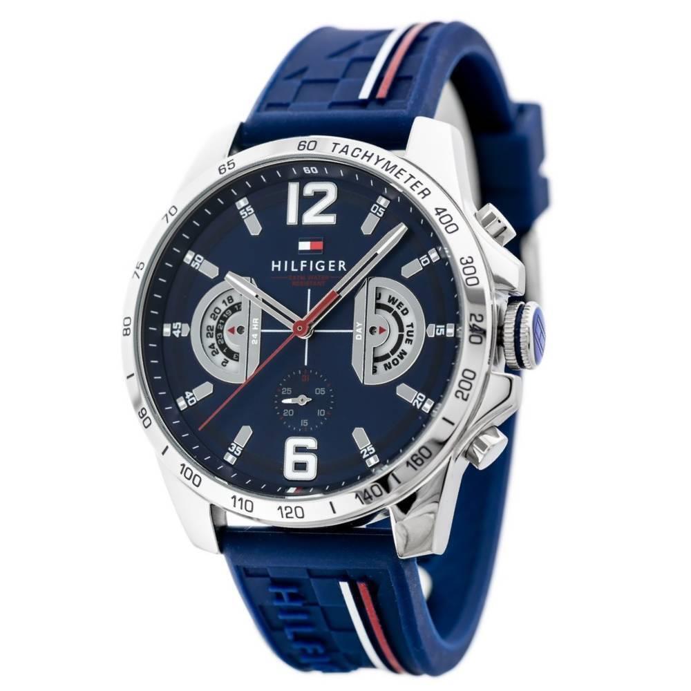 Tommy Hilfiger 1791476 Men`s Blue Silicone Band Watch 46mm