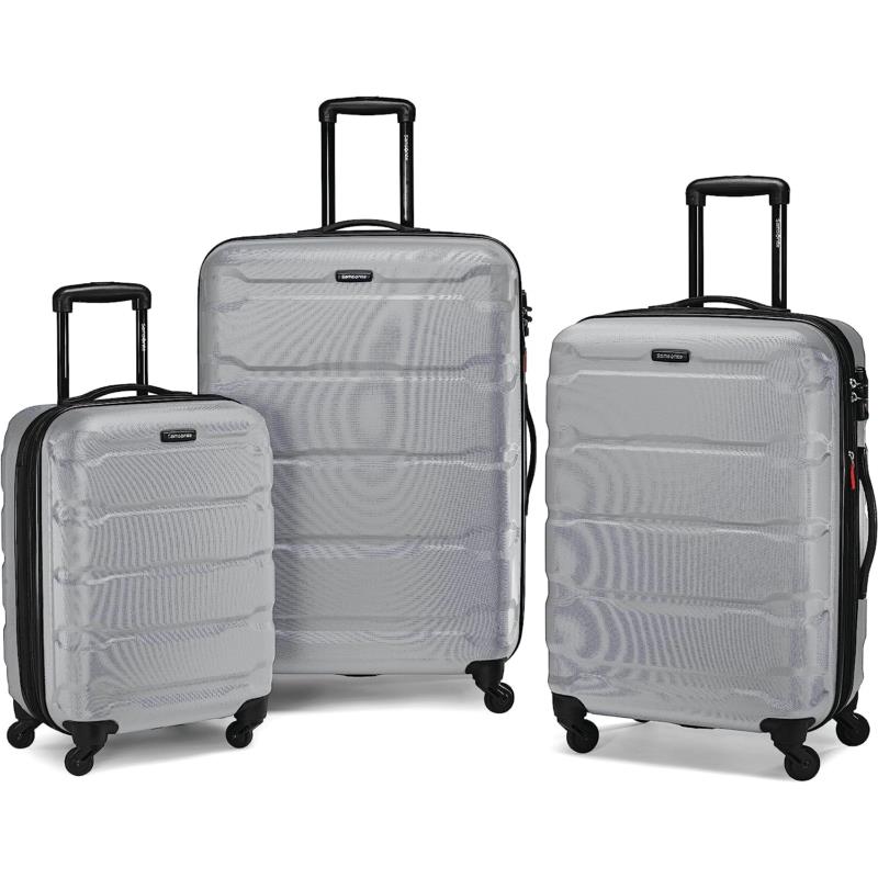 Samsonite Omni PC Hardside Expandable Luggage with Spinner Wheels Carry-on 20-Inch Red Silver