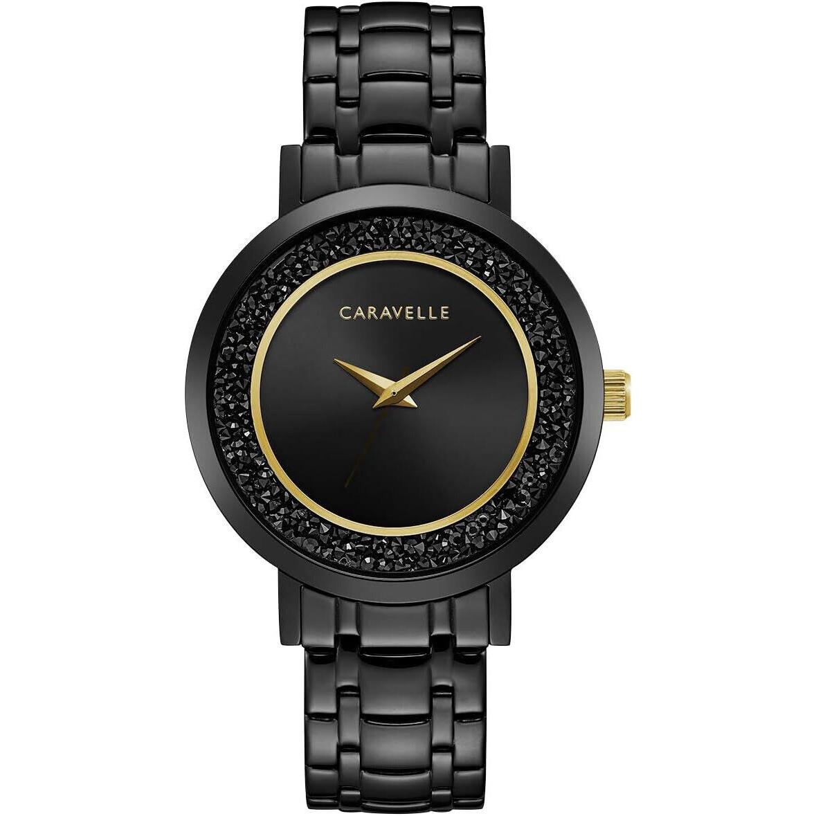 Caravelle by Bulova Women`s Modern Quartz Black Crystal Accents Watch 45L181