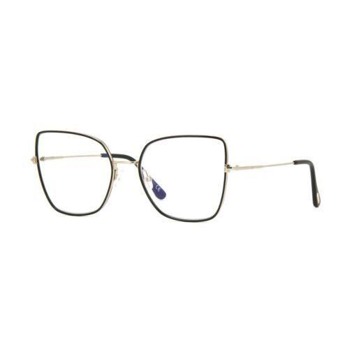 Tom Ford FT 5630B Eyeglasses 001 Shiny Black Shiny Rose Gold / Blue Block Lenses