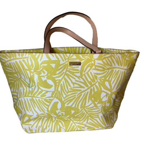 Kate Spade Jules Grant Street Bag Tote Palms Yellow Tropical Retail