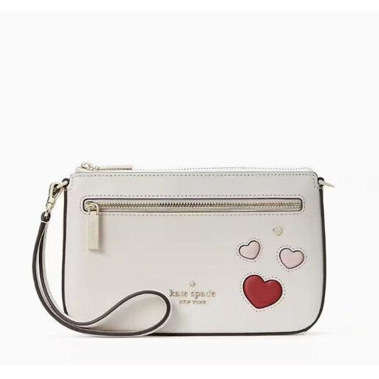 New Kate Spade Valentines Day Capsule Convertible Heart Bag Wristlet Parchment