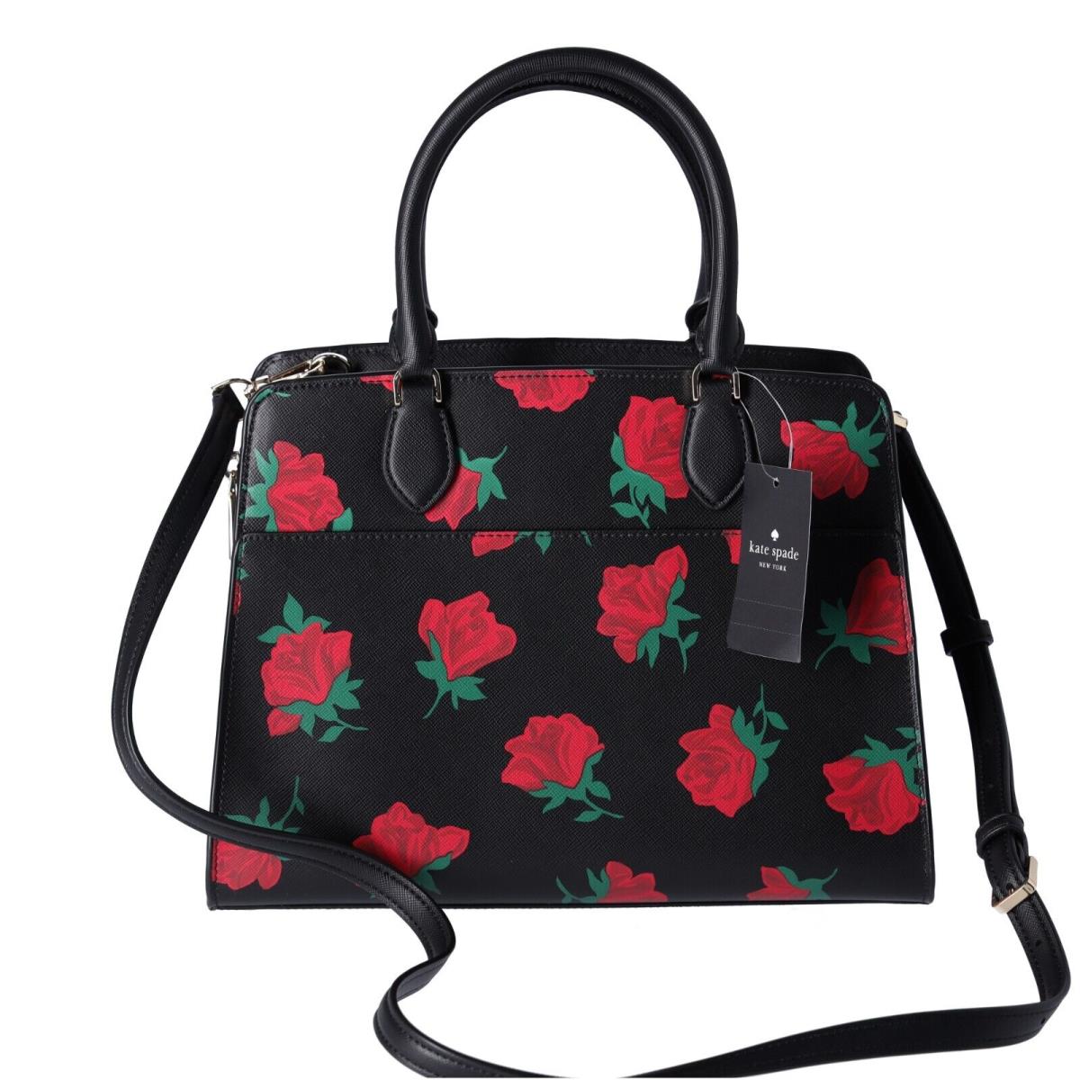 Kate spade black sales purse with red flowers