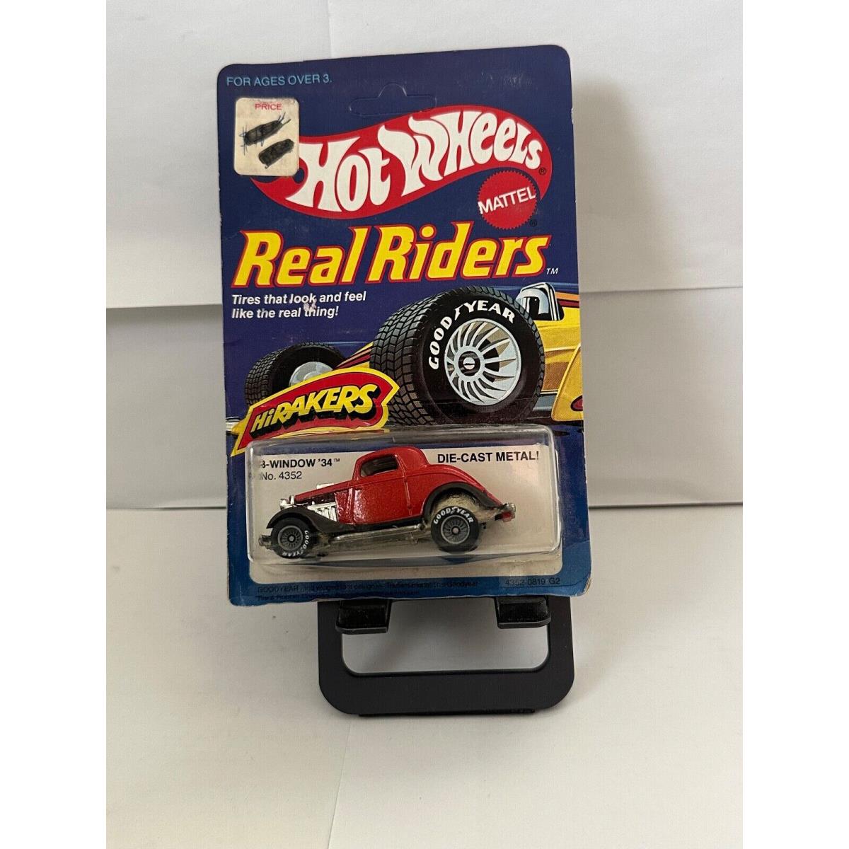 1982 Hot Wheels Real Riders 3-Window `34 Red Hirakers 4352 Unpunched Card N34