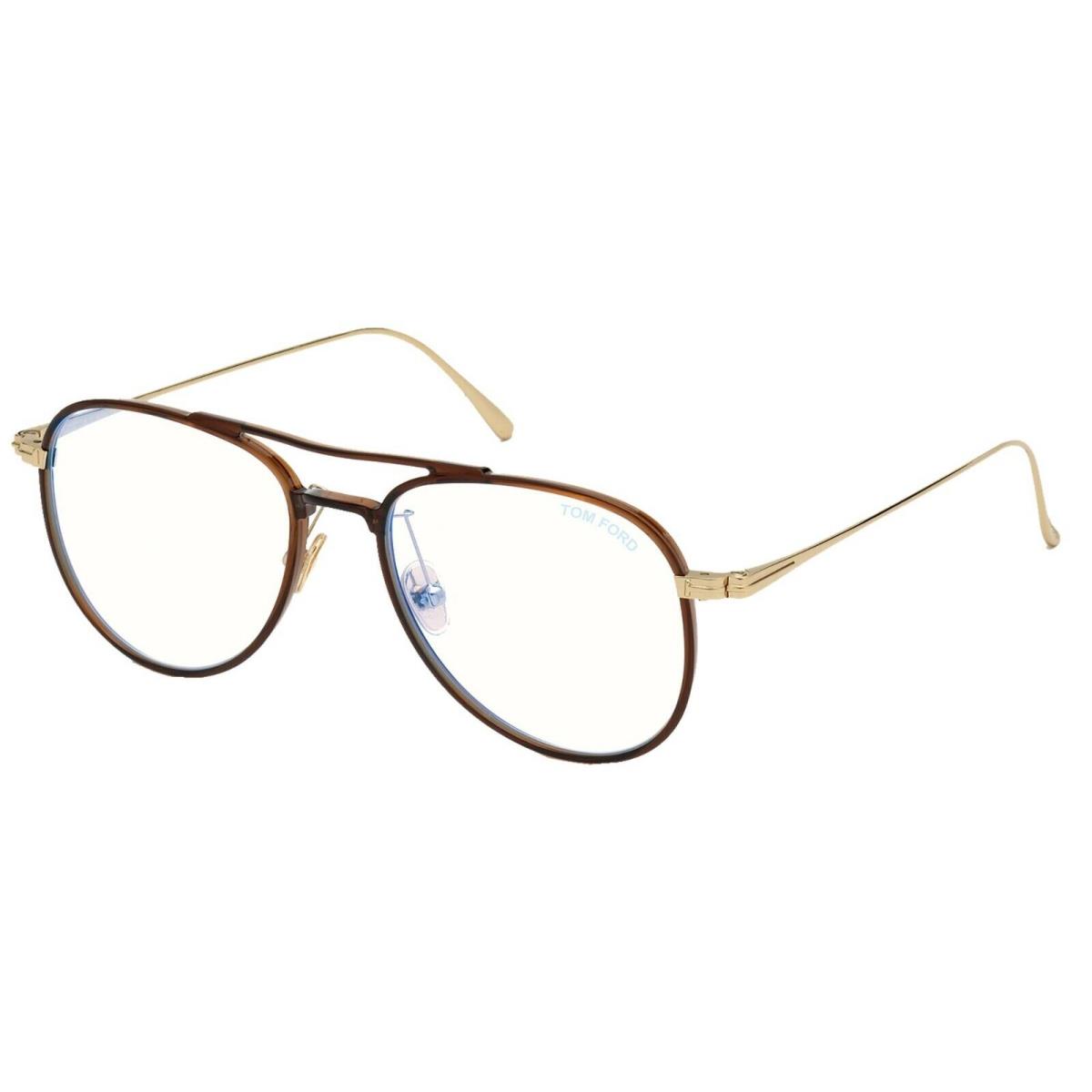 Tom Ford FT 5666-B Blue Block Shiny Dark Brown 048 Eyeglasses