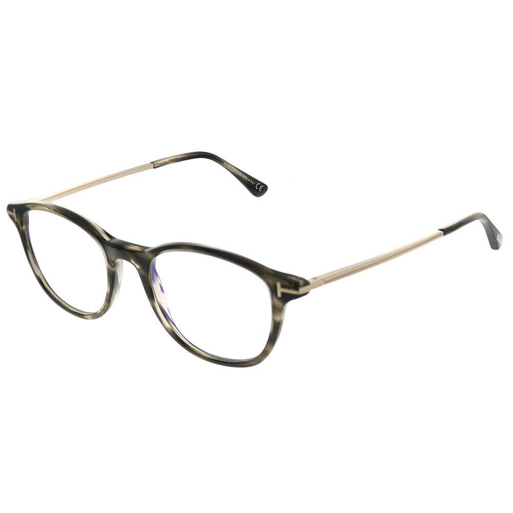 Tom Ford Blue Block Soft Rounded FT 5553-B 056 Striped Grey Eyeglasses 50mm