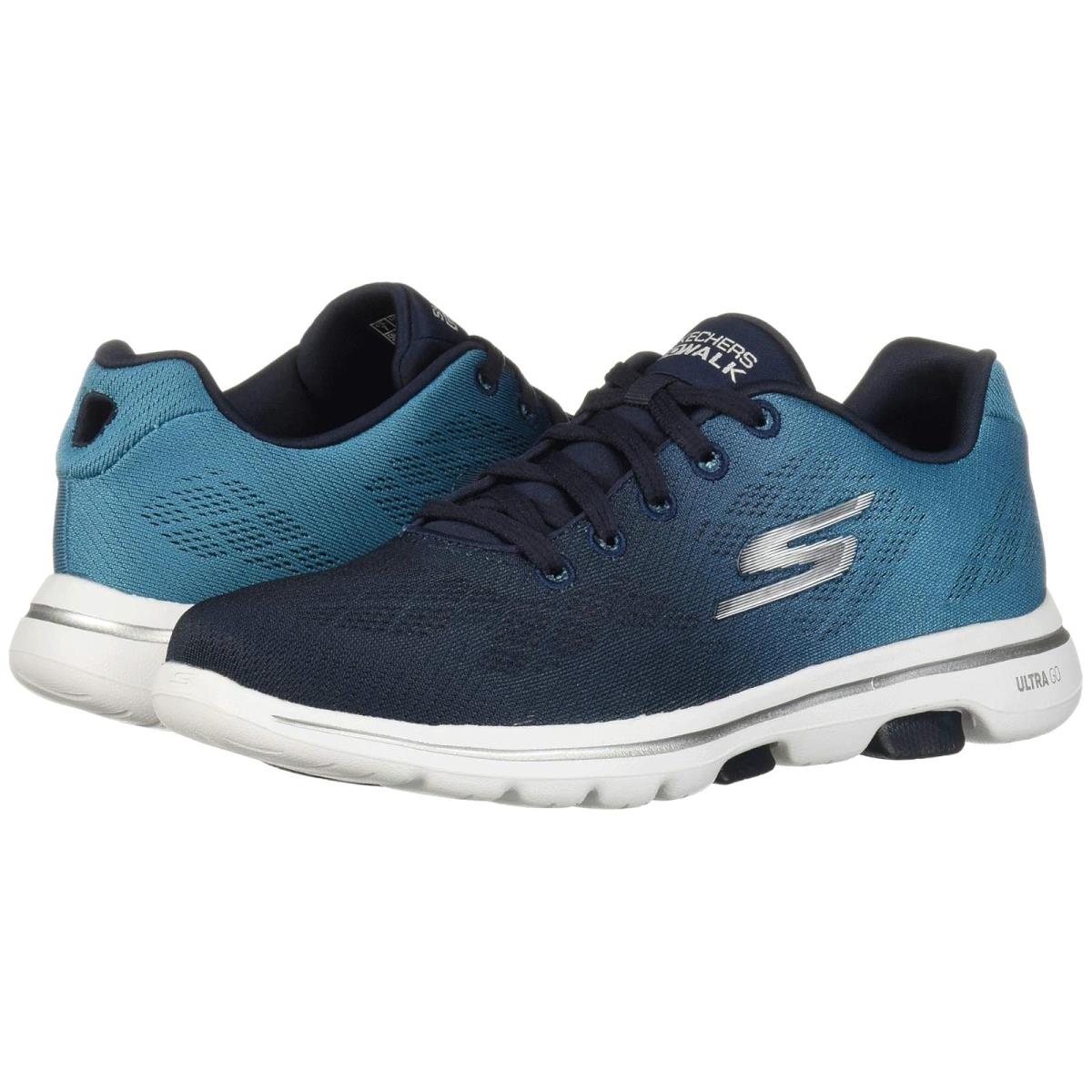 Woman`s Sneakers Athletic Shoes Skechers Performance Go Walk 5 - Alive - Navy/White