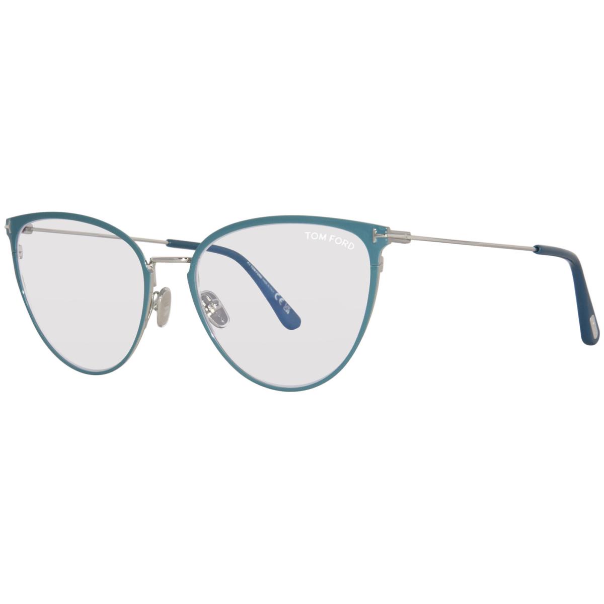 Tom Ford TF5840-B 087 Eyeglasses Frame Women`s Shiny Teal Full Rim Cat Eye 56mm