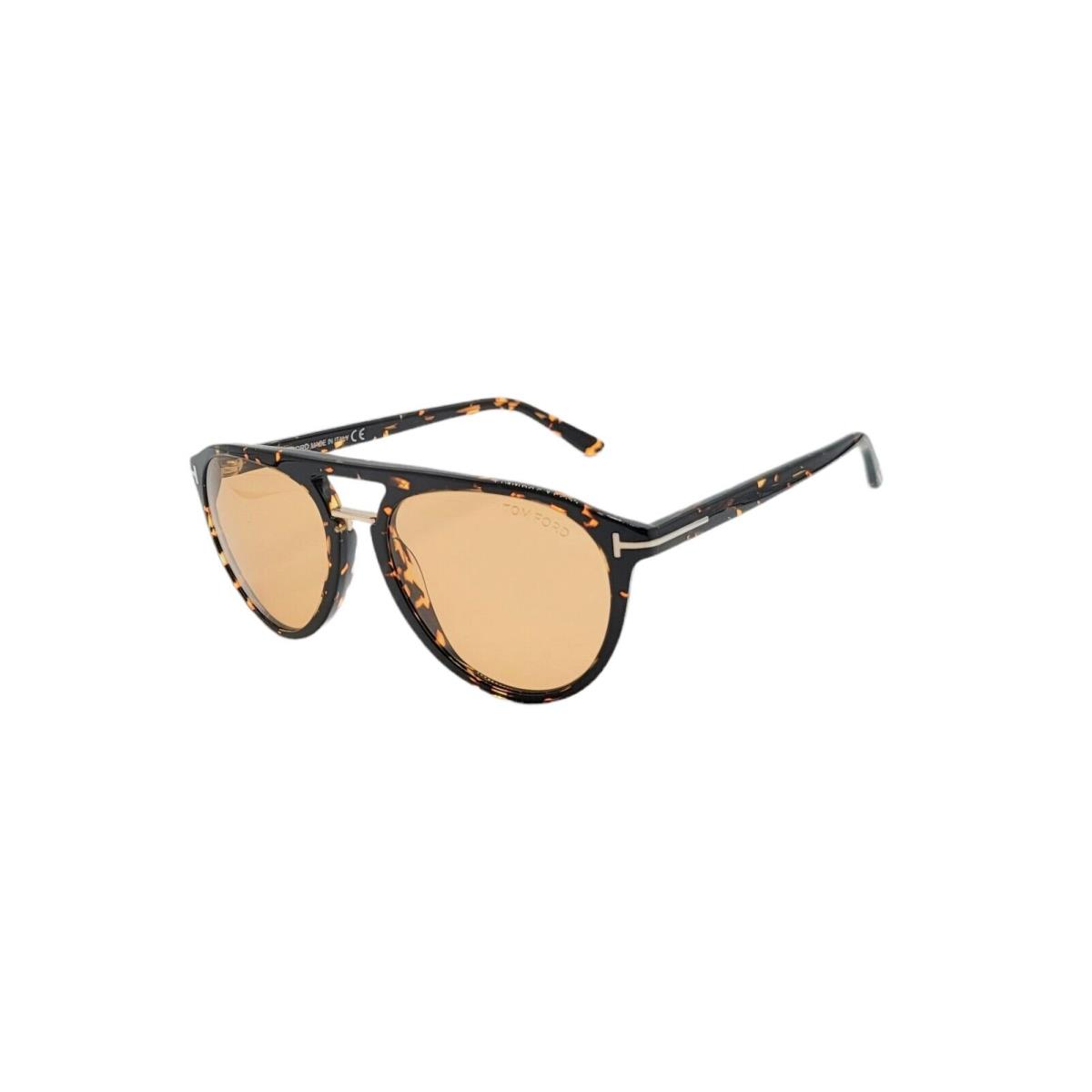 Tom Ford 0697 Burton Sunglasses 52F Spotted Havana / Amber Lenses Size 56 - Frame: Spotted Havana, Lens: Amber