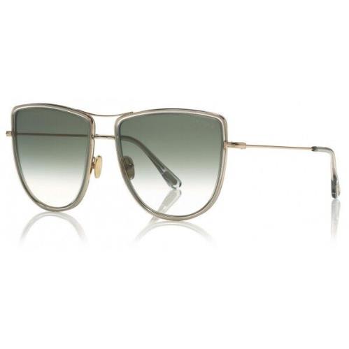 Tom Ford Tina FT TF759 28B Rounded Square Gold/smoke Gradient Lens Sunglasses