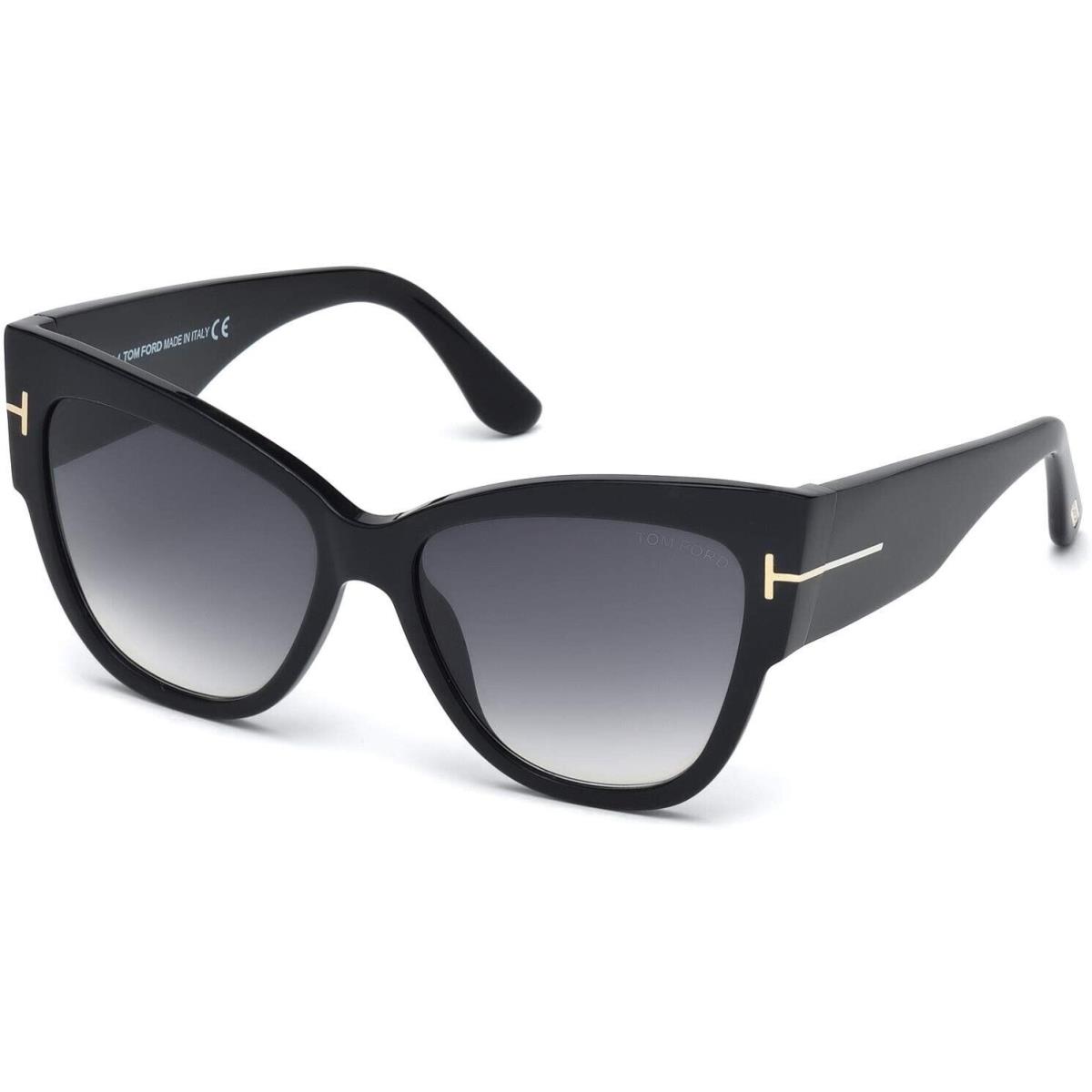 Tom Ford FT0371 Anoushka 01B 57MM Shiny Black Gradient Grey Butterfly Sunglasses