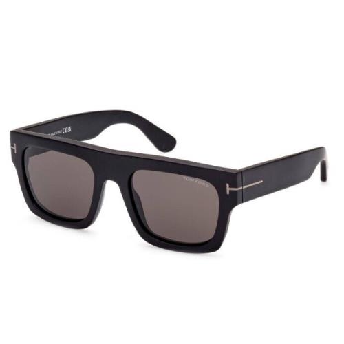 Tom Ford FT 0711 N Fausto 02A Matte Black Smoke Square Men`s Sunglasses - Frame: Black, Lens: Gray