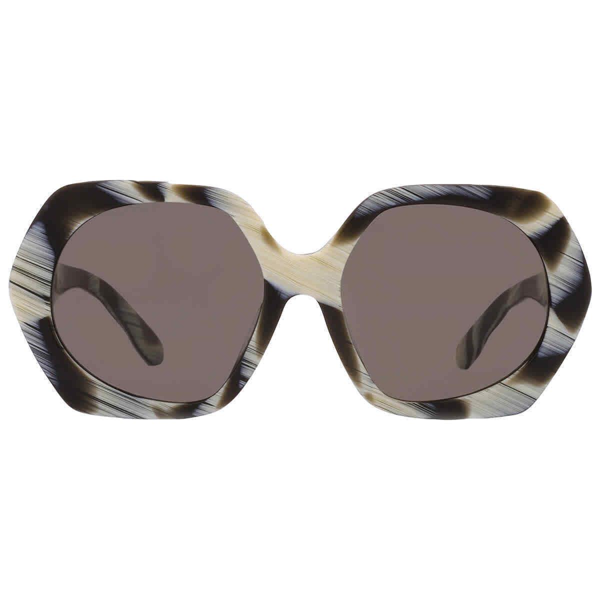 Tory Burch Brown Irregular Ladies Sunglasses TY7195U 194203 55 TY7195U 194203 55