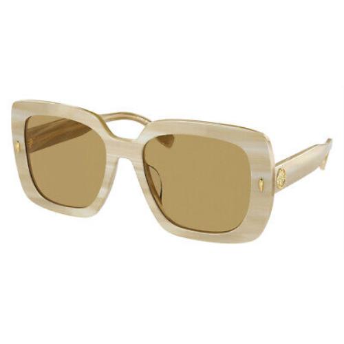 Tory Burch TY7193U Sunglasses Women Ivory Horn / Brown 56mm