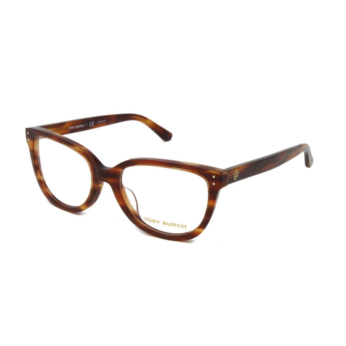 Tory Burch Eyeglasses Women`s Cat Eye TY2121U 1870 Amber Horn 53mm