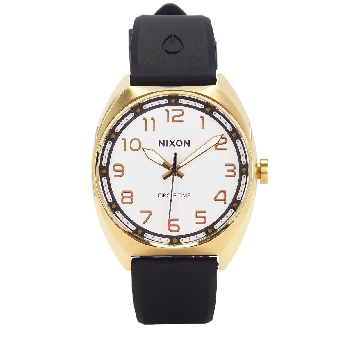 Mens Nixon Mullet Watch Gold White Black Waterproof Silicone Band - Black , Gold , White